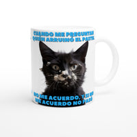 Taza Blanca con Impresión de Gato "Miau y el Pastel" Michilandia | La tienda online de los fans de gatos