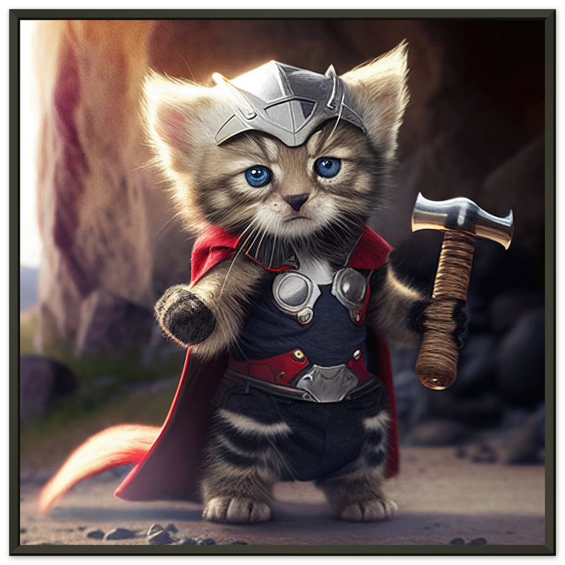 Póster semibrillante de gato con marco metal "Mewlnir" Gelato