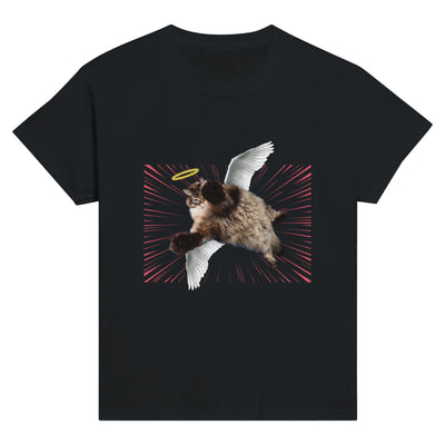 Camiseta Junior Unisex Estampado de Gato "Ángel de Pelaje" Michilandia | La tienda online de los fans de gatos