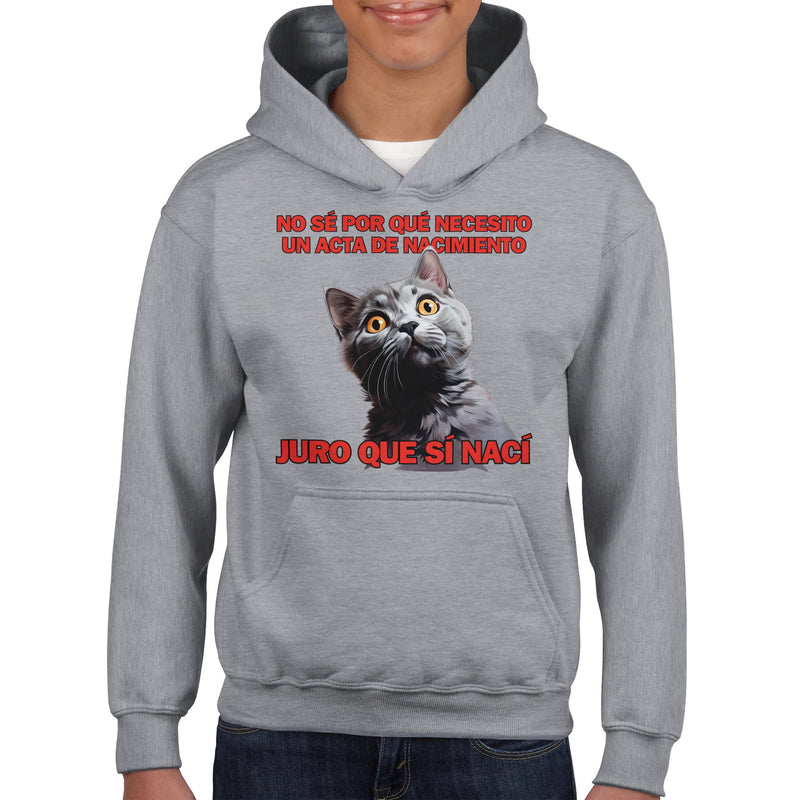 Sudadera con capucha júnior estampado de gato "Sorpresa Burocrática" Michilandia | La tienda online de los fans de gatos