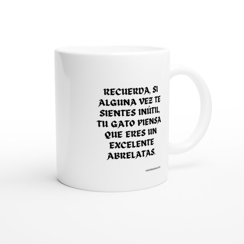 Taza Blanca con Impresión de Gato "Elogio Felino" Michilandia | La tienda online de los fans de gatos