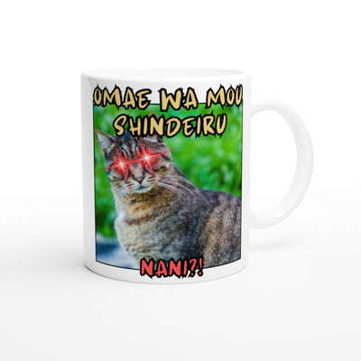 Taza blanca con impresión de gato "Hokuto no Meme" Michilandia | La tienda online de los amantes de gatos