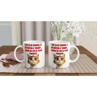 Taza Blanca con Impresión de Gato 