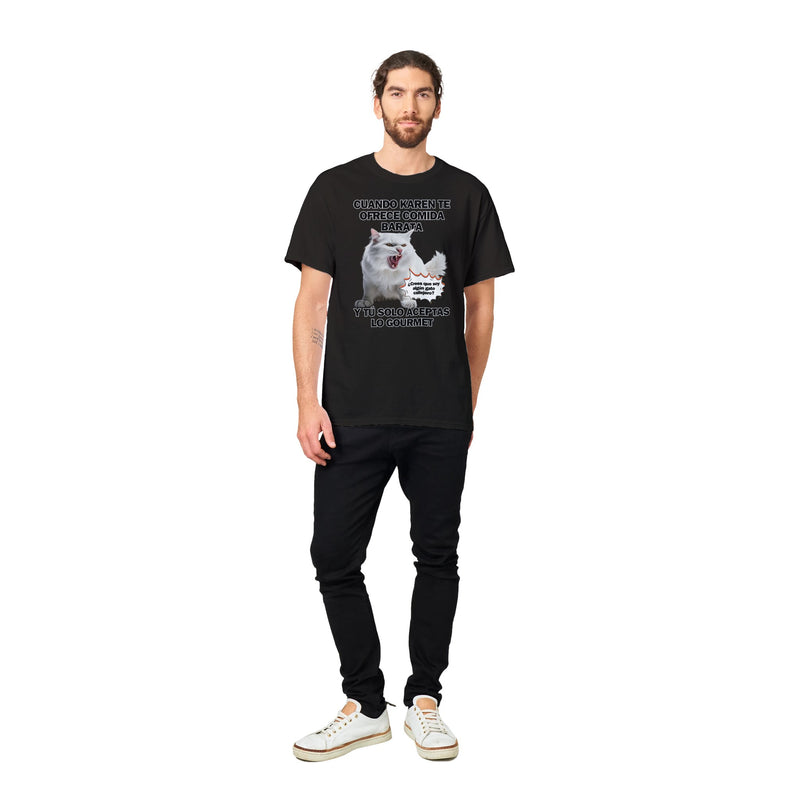 Camiseta Unisex Estampado de Gato "Gourmet Indignado" Michilandia | La tienda online de los fans de gatos