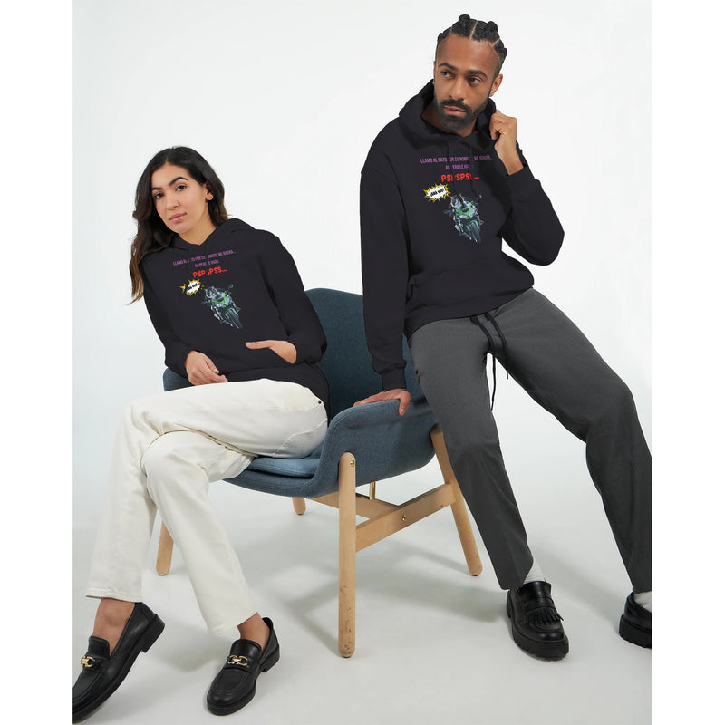 Sudadera con Capucha Unisex Estampado de Gato "A toda Velocidad" Michilandia