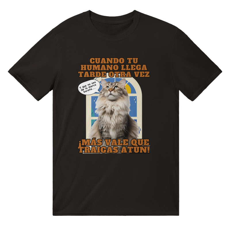 Camiseta unisex estampado de gato "Hora del Atún" Michilandia | La tienda online de los amantes de gatos