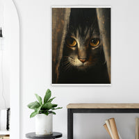Póster de gato con colgador "Mirada Oculta" Michilandia | La tienda online de los fans de gatos
