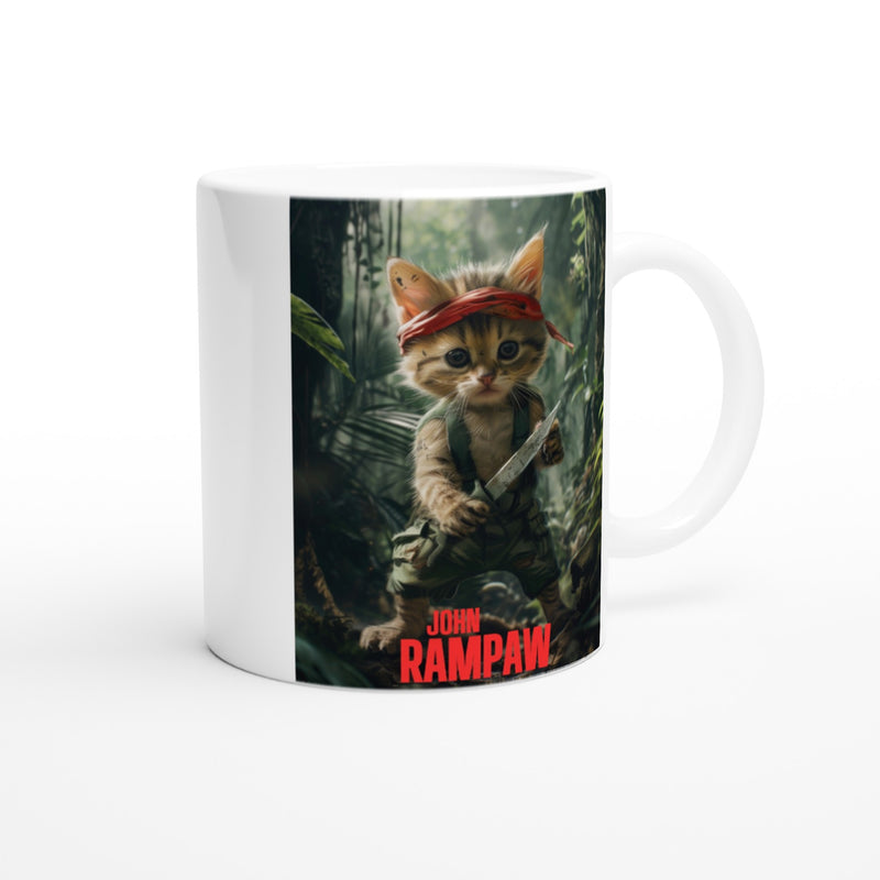 Taza Blanca con Impresión de Gato "John Rampaw" Michilandia | La tienda online de los fans de gatos