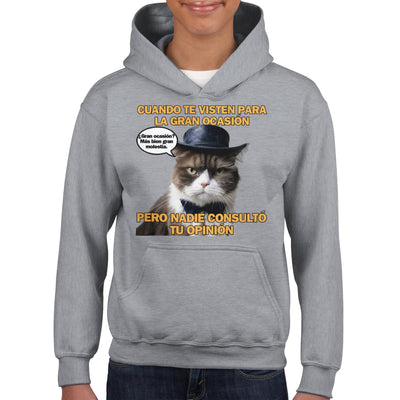 Sudadera con capucha júnior estampado de gato "Dilema de Gala" Michilandia | La tienda online de los fans de gatos