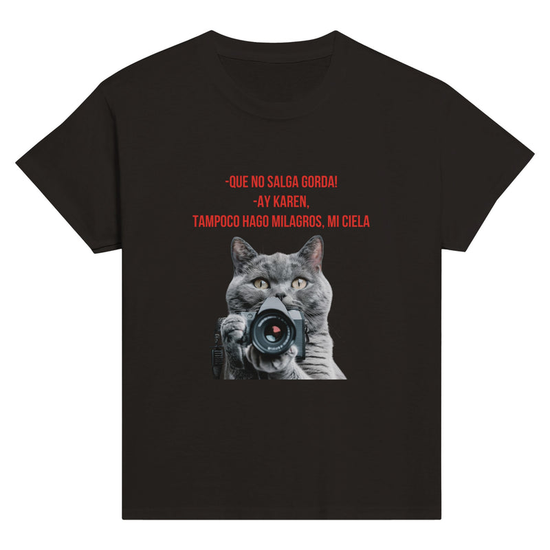 Camiseta Junior Unisex Estampado de Gato "Fotógrafo Miau" Michilandia