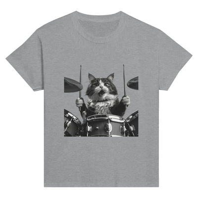 Camiseta Junior Unisex Estampado de Gato "Batería Gatuna" Michilandia | La tienda online de los fans de gatos