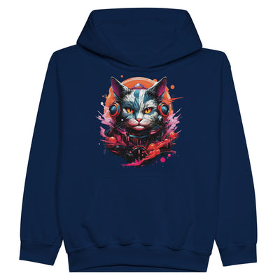 Sudadera con capucha júnior estampado de gato "Retro Miau" Michilandia | La tienda online de los fans de gatos