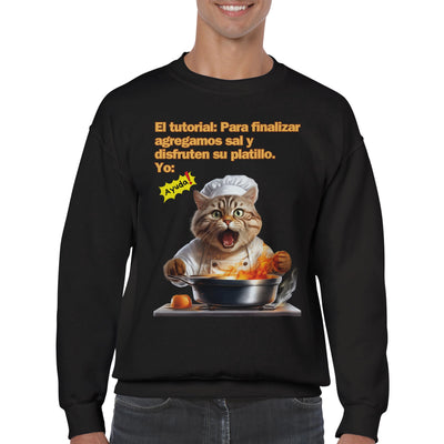 Sudadera Unisex Estampado de Gato "Chef en Apuros" Michilandia | La tienda online de los fans de gatos