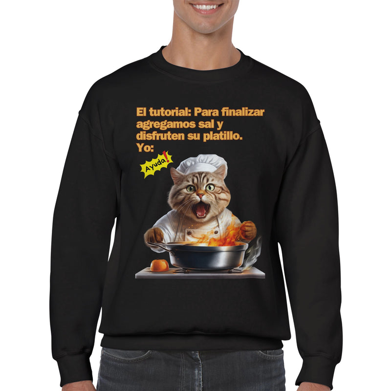 Sudadera Unisex Estampado de Gato "Chef en Apuros" Michilandia | La tienda online de los fans de gatos