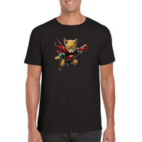 Camiseta unisex estampado de gato "Gotham Fluffy Guardian"