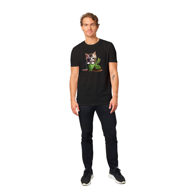 Camiseta unisex estampado de gato "Cactus comestible" Gelato