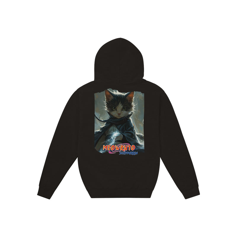 Sudadera con capucha Prémium Unisex Impresión Trasera de Gato "Garras Chidori" Michilandia | La tienda online de los fans de gatos