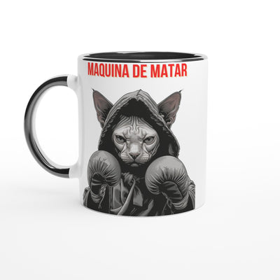 Taza Bicolor con Impresión de Gato 