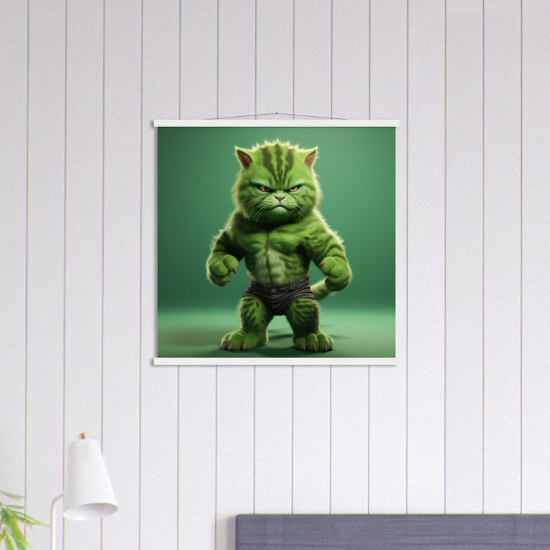 Póster semibrillante de gato con colgador "Michi Hulk" Gelato