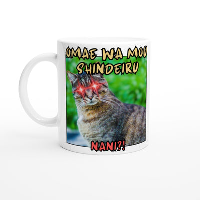 Taza blanca con impresión de gato 