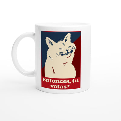 Taza Blanca con Impresión de Gato 