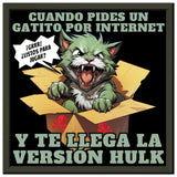 Póster Semibrillante de Gato con Marco Metal "Sorpresa Hulk" Michilandia | La tienda online de los amantes de gatos