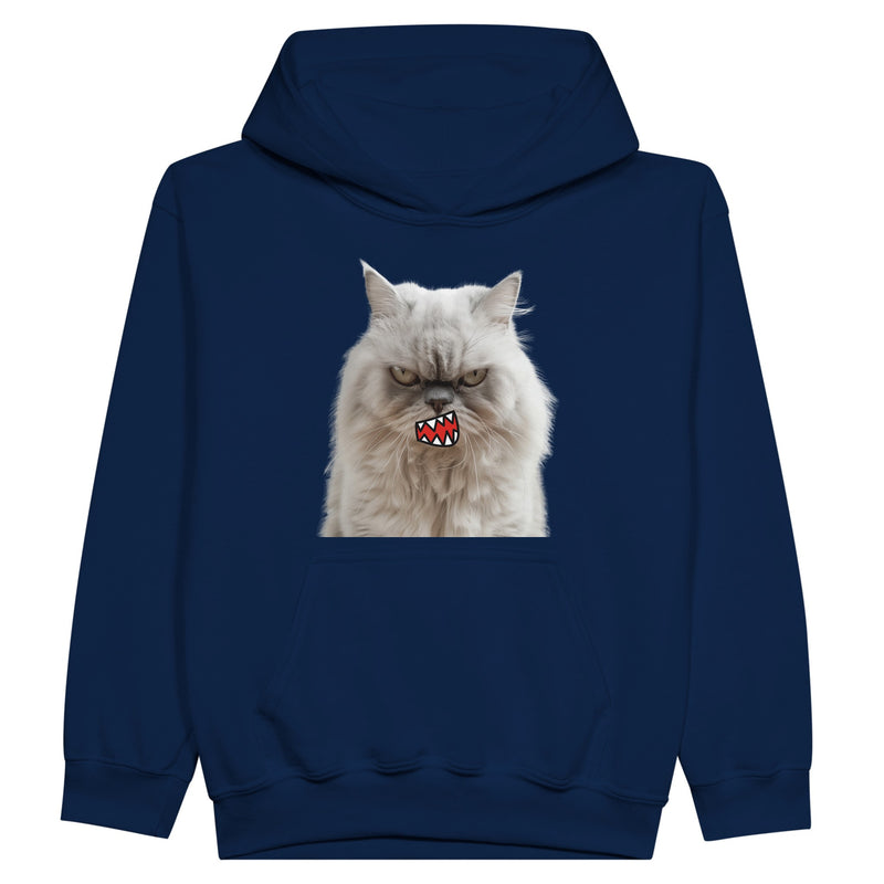 Sudadera con capucha júnior estampado de gato "Miau de Rabia" Michilandia