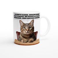 Taza Blanca con Impresión de Gato "Confesión Incomoda" Michilandia | La tienda online de los fans de gatos