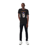 Camiseta unisex estampado de gato "Cuéntame más sobre ti"