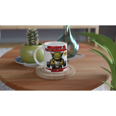 Taza blanca con impresión de gato "Michi Hulk en el Gym" Michilandia | La tienda online de los amantes de gatos