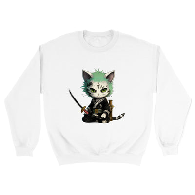 Sudadera unisex estampado de gato "Ronroneo Zoro: El Espadachín Felino" Michilandia | La tienda online de los amantes de gatos