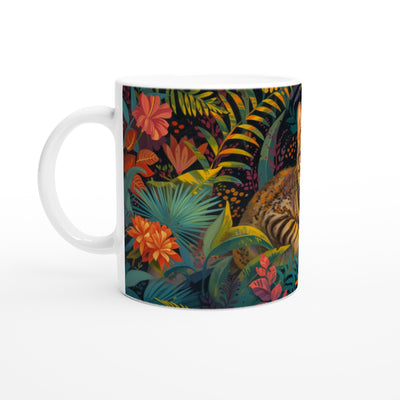 Taza Blanca con Impresión de Gato "Jungla de Bengala" Michilandia | La tienda online de los fans de gatos