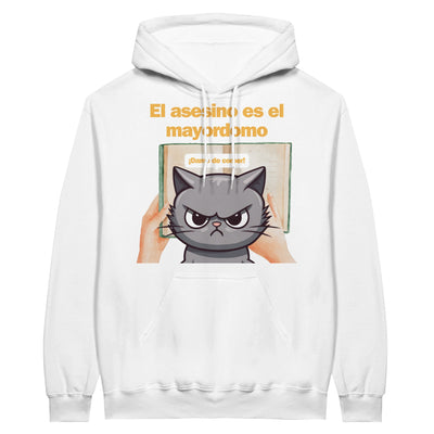 Sudadera con Capucha Unisex Estampado de Gato "El Misterio del Mayordomo" Michilandia | La tienda online de los fans de gatos