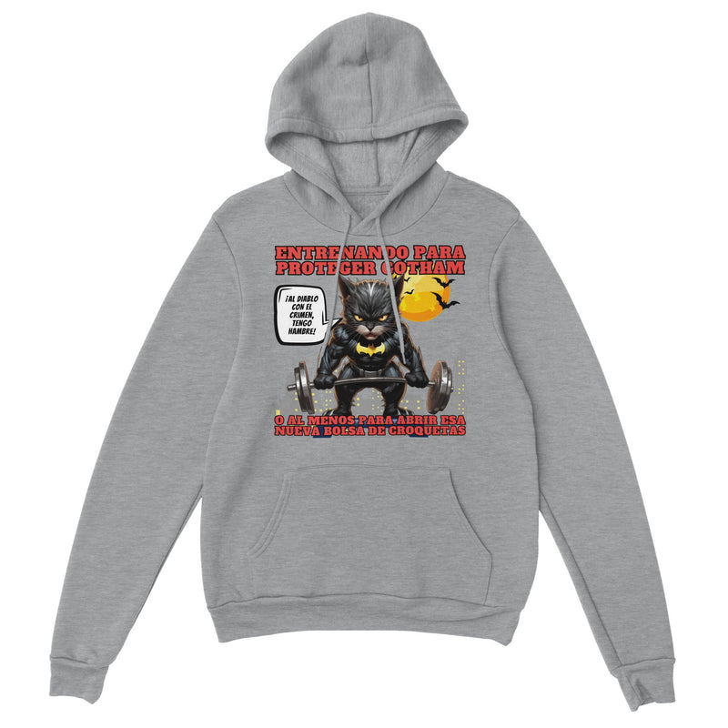 Sudadera con Capucha Unisex Estampado de Gato "Entrenamiento Nocturno" Michilandia | La tienda online de los amantes de gatos