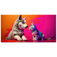 Lienzo de gato "Juego Pop Art Felino y Husky" Gelato