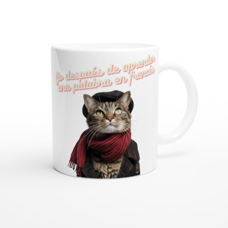 Taza Blanca con Impresión de Gato "Top Chat" Michilandia | La tienda online de los fans de gatos