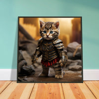 Póster semibrillante de gato con marco metal 