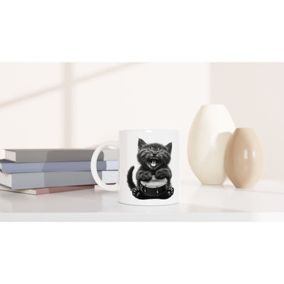 Taza Blanca con Impresión de Gato "TamTam Felino" Michilandia | La tienda online de los fans de gatos