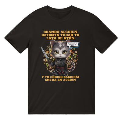 Camiseta unisex estampado de gato "El Samurai del Atún" Michilandia | La tienda online de los amantes de gatos