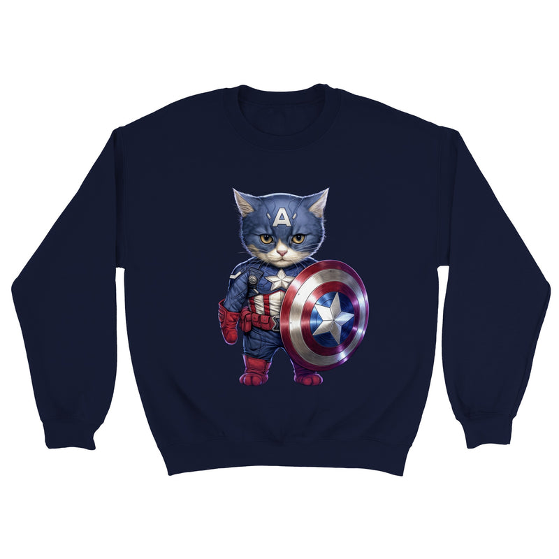 Sudadera unisex estampado de gato "Capitán América Peludo" Gelato