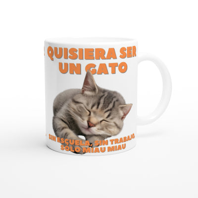 Taza Blanca con Impresión de Gato "Vida de Miau" Michilandia | La tienda online de los fans de gatos