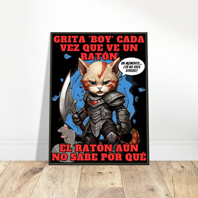 Póster Semibrillante de Gato con Marco Metal 