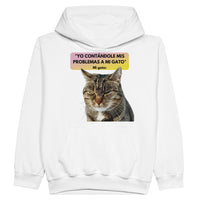 Sudadera con capucha júnior estampado de gato "Miau Indiferente" Michilandia