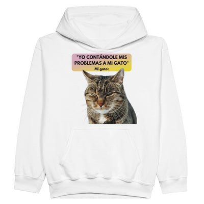 Sudadera con capucha júnior estampado de gato 