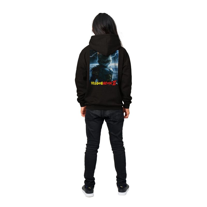 Sudadera con capucha Prémium Unisex Impresión Trasera de Gato "Saiyan Cósmico" Michilandia | La tienda online de los fans de gatos