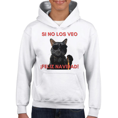 Sudadera con capucha júnior estampado de gato 