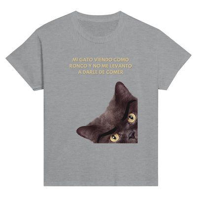 Camiseta Junior Unisex Estampado de Gato "Despertar Felino" Michilandia