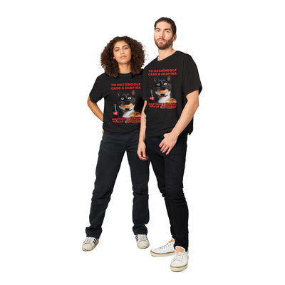 Camiseta unisex estampado de gato "Masticar y Tragar" Michilandia | La tienda online de los fans de gatos