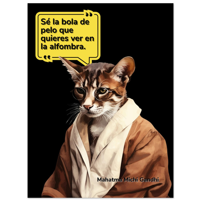 Panel de aluminio impresión de gato "Mahatma Michi Gandhi" Michilandia | La tienda online de los amantes de gatos