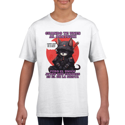 Camiseta júnior unisex estampado de gato 